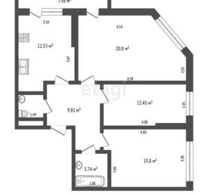 3-к квартира, вторичка, 76м2, 4/10 этаж