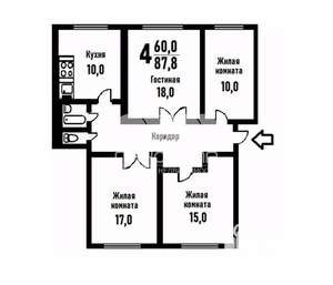 4-к квартира, вторичка, 90м2, 5/5 этаж