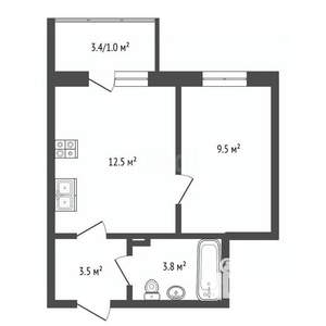 1-к квартира, вторичка, 32м2, 3/9 этаж