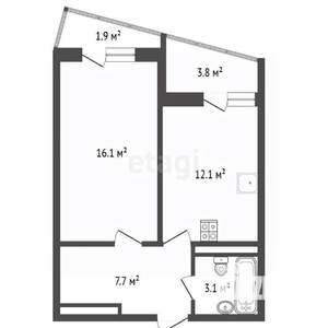 1-к квартира, вторичка, 45м2, 12/13 этаж