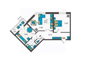 2-к квартира, вторичка, 60м2, 3/9 этаж