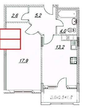 1-к квартира, вторичка, 47м2, 2/6 этаж