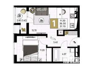 1-к квартира, вторичка, 38м2, 3/9 этаж