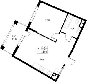 1-к квартира, вторичка, 43м2, 6/8 этаж