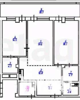 3-к квартира, сданный дом, 99м2, 4/7 этаж
