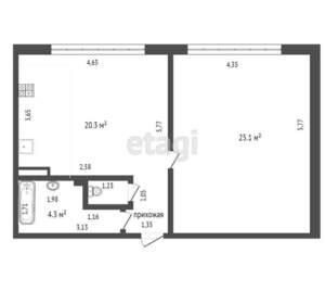 1-к квартира, вторичка, 51м2, 4/10 этаж