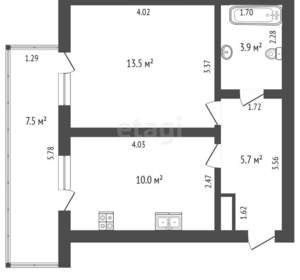 1-к квартира, вторичка, 40м2, 5/5 этаж