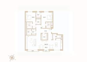 2-к квартира, вторичка, 149м2, 6/7 этаж