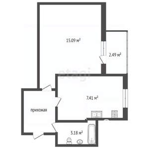 1-к квартира, вторичка, 34м2, 6/12 этаж