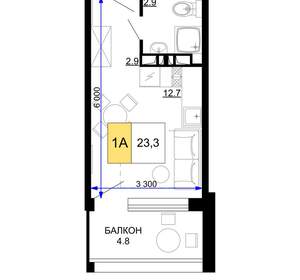 1-к квартира, вторичка, 23м2, 9/9 этаж