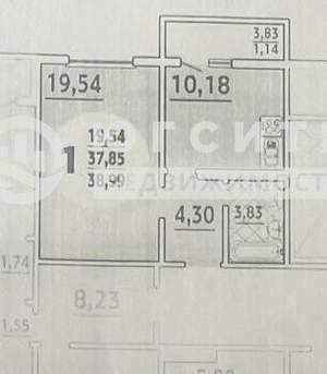 1-к квартира, вторичка, 39м2, 15/16 этаж