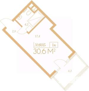 1-к квартира, вторичка, 35м2, 5/9 этаж