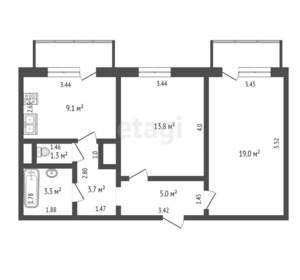 2-к квартира, вторичка, 55м2, 3/10 этаж