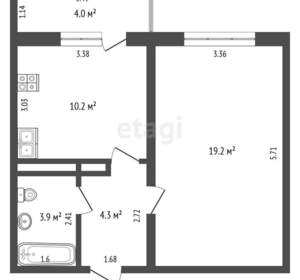 1-к квартира, вторичка, 38м2, 9/9 этаж