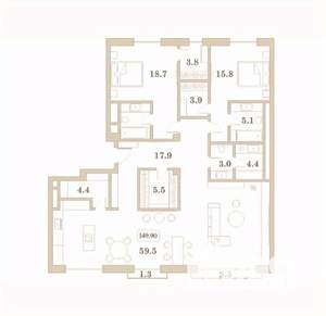 3-к квартира, вторичка, 150м2, 2/7 этаж
