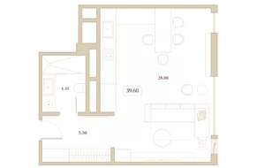 Студия квартира, вторичка, 40м2, 2/7 этаж