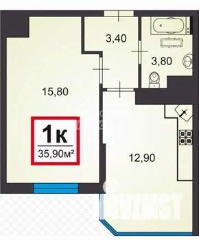 1-к квартира, вторичка, 38м2, 10/16 этаж