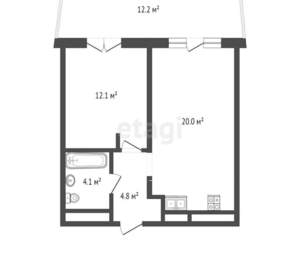 1-к квартира, вторичка, 51м2, 6/12 этаж