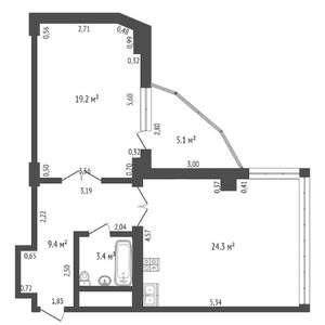 1-к квартира, вторичка, 61м2, 5/14 этаж