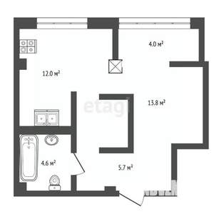 1-к квартира, вторичка, 40м2, 1/9 этаж
