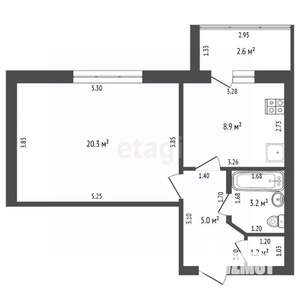 1-к квартира, вторичка, 41м2, 1/9 этаж