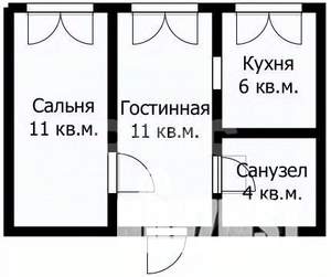 2-к квартира, вторичка, 32м2, 3/5 этаж