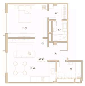 2-к квартира, вторичка, 66м2, 7/7 этаж