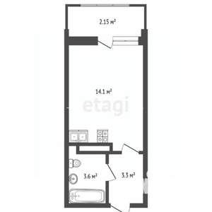 Студия квартира, вторичка, 25м2, 5/6 этаж