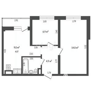 2-к квартира, вторичка, 41м2, 6/7 этаж