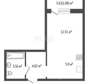Студия квартира, вторичка, 30м2, 14/16 этаж