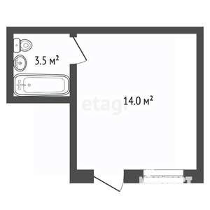 Студия квартира, вторичка, 17м2, 1/2 этаж