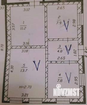 5-к квартира, вторичка, 83м2, 1/2 этаж