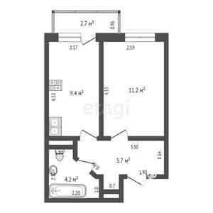1-к квартира, вторичка, 33м2, 3/8 этаж