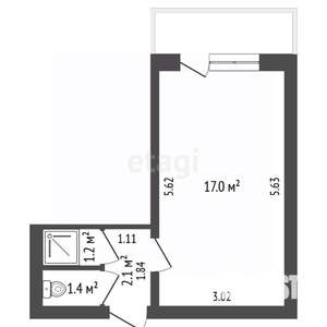 Студия квартира, вторичка, 19м2, 2/9 этаж