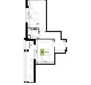 2-к квартира, вторичка, 57м2, 9/9 этаж