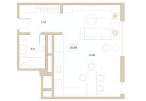 Студия квартира, вторичка, 39м2, 7/7 этаж