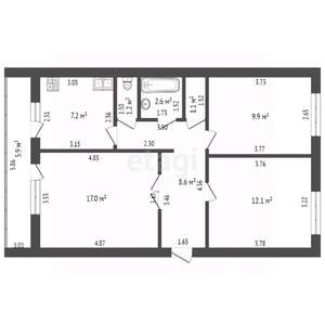 3-к квартира, вторичка, 60м2, 1/5 этаж