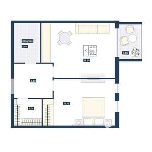 1-к квартира, вторичка, 50м2, 3/9 этаж