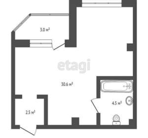 Студия квартира, вторичка, 31м2, 1/12 этаж