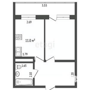 1-к квартира, вторичка, 32м2, 5/5 этаж