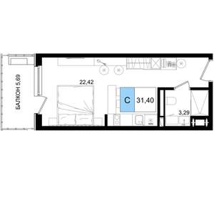 Студия квартира, вторичка, 31м2, 6/8 этаж
