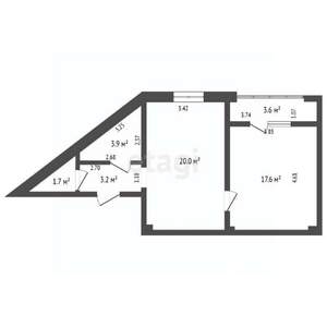 1-к квартира, вторичка, 46м2, 4/4 этаж