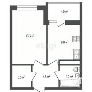 1-к квартира, вторичка, 33м2, 9/9 этаж