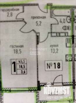 1-к квартира, вторичка, 46м2, 2/6 этаж