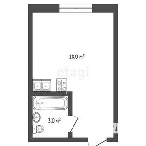 Студия квартира, вторичка, 18м2, 1/17 этаж