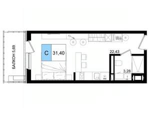 Студия квартира, вторичка, 31м2, 4/8 этаж