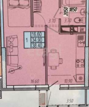 1-к квартира, вторичка, 35м2, 7/8 этаж