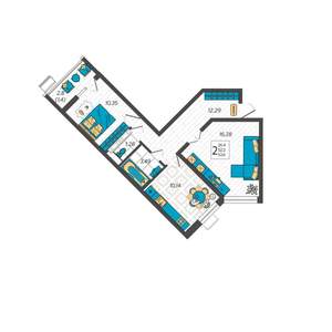 2-к квартира, вторичка, 54м2, 9/9 этаж