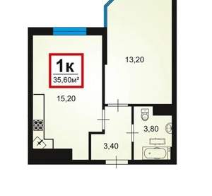 1-к квартира, вторичка, 36м2, 8/16 этаж