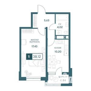 1-к квартира, строящийся дом, 38м2, 20/20 этаж